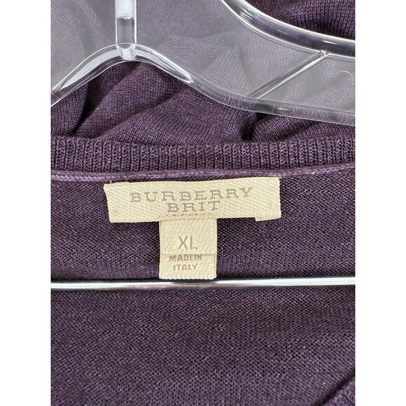 Burberry Brit Men’s 100% Extra Fine Merino Wool Sweater - Purple Size XL - Picture 4 of 6